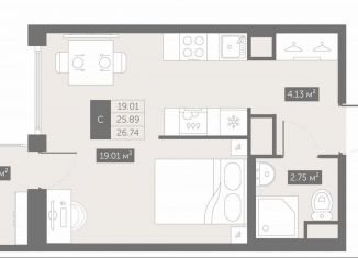 Продается квартира студия, 26.7 м2, посёлок Шушары