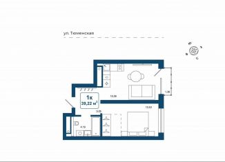 Однокомнатная квартира на продажу, 39.2 м2, деревня Дударева, улица Сергея Джанбровского, 25