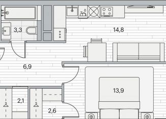 Продам однокомнатную квартиру, 43.6 м2, Москва, Береговой проезд, 2, ЖК Береговой-2