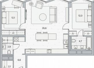 Продажа 2-комнатной квартиры, 75.5 м2, Москва, Береговой проезд, 2, ЖК Береговой-2