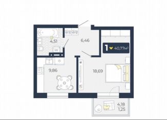 Продается 1-комнатная квартира, 40.8 м2, посёлок Солонцы, ЖК Живём
