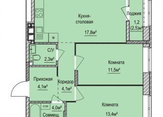Двухкомнатная квартира на продажу, 57.2 м2, Ижевск, жилой район Буммаш