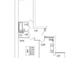 Продажа двухкомнатной квартиры, 68.6 м2, деревня Алтуховка, деревня Алтуховка, к15