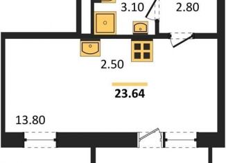 Продается квартира студия, 23.6 м2, Новосибирск, улица Гаранина, 33/4, метро Золотая Нива