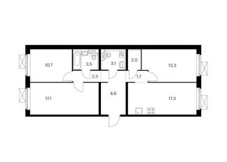 Продается 3-ком. квартира, 79.6 м2, рабочий посёлок Боброво, Крымская улица, 19