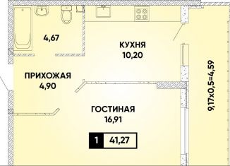 1-ком. квартира на продажу, 41.3 м2, Краснодар, микрорайон Достояние