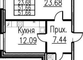Продам однокомнатную квартиру, 52 м2, Санкт-Петербург, Большая Зеленина улица, 12, метро Чкаловская