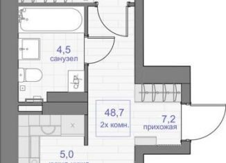 Продается двухкомнатная квартира, 48.7 м2, Красноярск, Кировский район