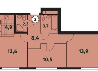 3-комнатная квартира на продажу, 56.3 м2, Москва, ЖК Фестиваль Парк 2, Фестивальная улица, 15к25