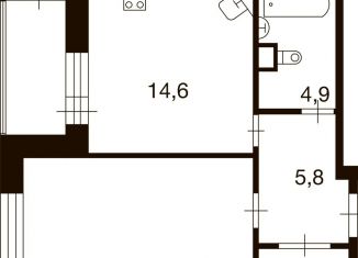 Продам 1-ком. квартиру, 45.3 м2, деревня Ивановское, улица Семёна Гордого, 10