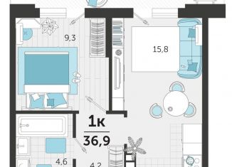 Продажа 1-ком. квартиры, 36.9 м2, Краснодар, улица Автолюбителей, 1Гк1, ЖК Стрижи