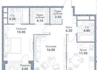2-комнатная квартира на продажу, 66.9 м2, Москва, 3-я Мытищинская улица, 16с53, 3-я Мытищинская улица