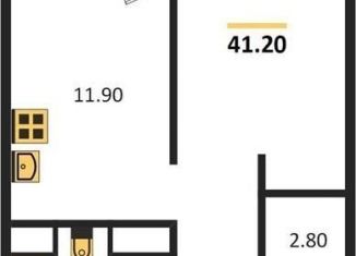 Продаю однокомнатную квартиру, 42.8 м2, Новосибирск, Красный проспект, 220, ЖК Нобель
