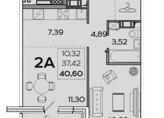 Однокомнатная квартира на продажу, 40.6 м2, Пензенская область, улица Баталина, 31