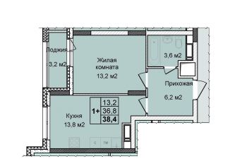 Продажа 1-комнатной квартиры, 37.7 м2, Нижний Новгород, жилой комплекс Цветы-2, 1