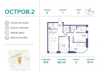 Продаю трехкомнатную квартиру, 95.1 м2, Москва, район Хорошёво-Мнёвники