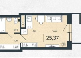 Квартира на продажу студия, 25.4 м2, Благовещенск, ЖК Чайка, улица Чайковского, 100