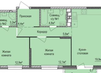 Двухкомнатная квартира на продажу, 62.9 м2, Ижевск, жилой район Буммаш
