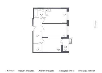 2-комнатная квартира на продажу, 54.5 м2, поселение Рязановское, жилой комплекс Алхимово, к4, ЖК Алхимово