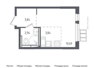 Продаю квартиру студию, 21.3 м2, Ленинский городской округ, жилой комплекс Горки Парк, к5.1, ЖК Горки Парк