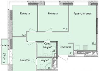 Продам 3-ком. квартиру, 67 м2, Ижевск, жилой район Ракетный