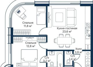 2-комнатная квартира на продажу, 56.7 м2, Москва, метро Мякинино