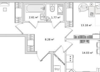 Продажа 2-комнатной квартиры, 60 м2, Мурино, ЖК Северный