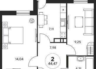 Продаю 2-ком. квартиру, 44.1 м2, Ростов-на-Дону, ЖК Гринсайд