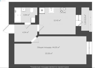 Продам 1-комнатную квартиру, 43.8 м2, Ярославль, 1-й переулок Слепнева, 6