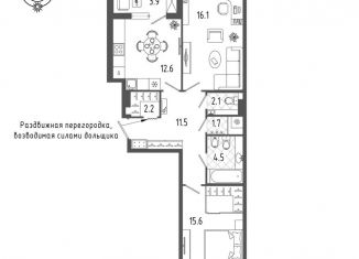 Продажа 2-ком. квартиры, 68.3 м2, Санкт-Петербург, метро Балтийская