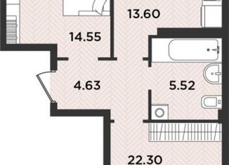 Продается 2-комнатная квартира, 63.1 м2, Архангельск, Ленинградский проспект, 105, территориальный округ Майская горка