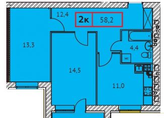 Продается двухкомнатная квартира, 58.2 м2, Ивановская область, 3-я Южная улица, 25