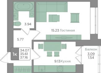 Продам 1-комнатную квартиру, 35.6 м2, Калининград, Новгородская улица, 3Ак5, Центральный район