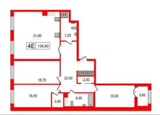 3-комнатная квартира на продажу, 128.8 м2, Санкт-Петербург, ЖК Петровский Квартал на воде, Петровский проспект