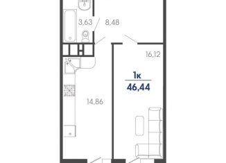 Продается 1-комнатная квартира, 46 м2, посёлок Знаменский, Природная улица, 10Б