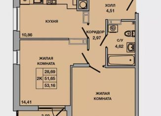 Продам 2-комнатную квартиру, 53.2 м2, Батайск, ЖК Пальмира 2.0