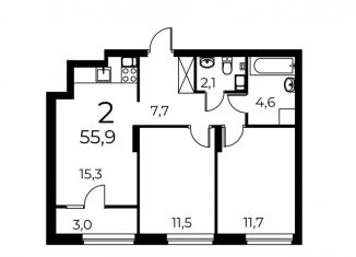 Продам 2-комнатную квартиру, 55.9 м2, Нижегородская область