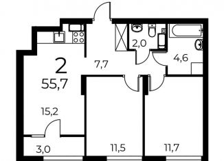 2-комнатная квартира на продажу, 55.7 м2, Нижний Новгород, Сормовский район