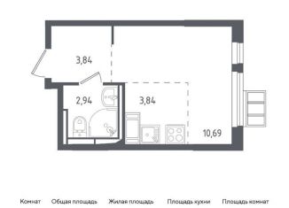 Продается квартира студия, 21.3 м2, Ленинский городской округ, ЖК Горки Парк, жилой комплекс Горки Парк, к7.1