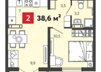 Продам 2-ком. квартиру, 38.6 м2, село Засечное, ЖК Радужные Дворы