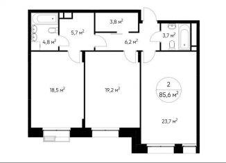 2-комнатная квартира на продажу, 85.6 м2, Московская область, жилой комплекс Резиденции Сколково, к3.2