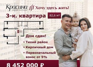 Продаю трехкомнатную квартиру, 82.6 м2, Новороссийск, ЖК Красина