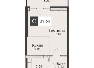 Продается квартира студия, 37.6 м2, Крым, Западная улица, 4