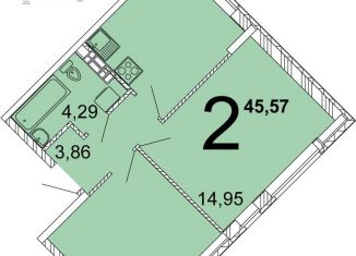 Двухкомнатная квартира на продажу, 45.3 м2, Екатеринбург, метро Чкаловская, улица Академика Парина, 33