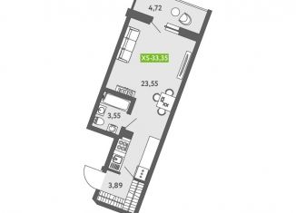 Продам квартиру студию, 33 м2, Санкт-Петербург, метро Новокрестовская