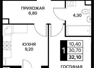 Продаю однокомнатную квартиру, 32.1 м2, Ростов-на-Дону