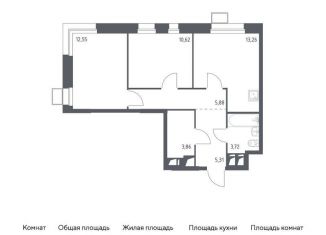 Продажа 2-комнатной квартиры, 55.2 м2, поселение Мосрентген, многофункциональный комплекс Тропарево Парк, к2.1