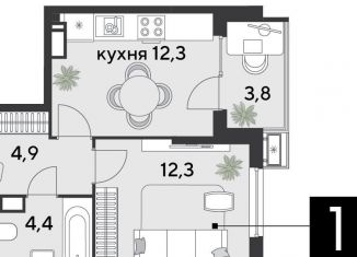 Продается 1-комнатная квартира, 37.7 м2, Краснодар, Прикубанский округ