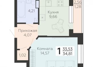 1-комнатная квартира на продажу, 34.8 м2, Воронеж, улица Независимости, 78
