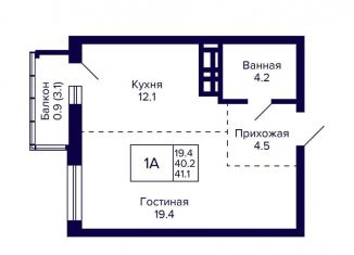 Продаю 1-комнатную квартиру, 41.1 м2, Новосибирск, метро Золотая Нива, улица Фрунзе, с1